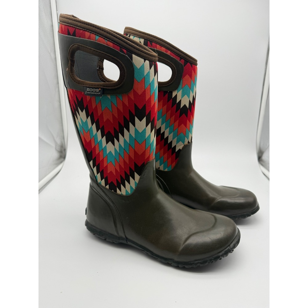 Bogs Classic High Waterproof Rain Boots Southwest Geometric Womens 7